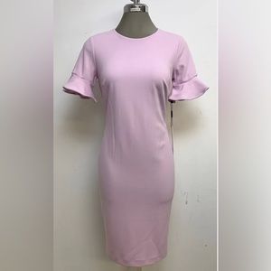 NEW | Lilac | Calvin Klein Ruffle Sleeve Sheath Dress | Size 4